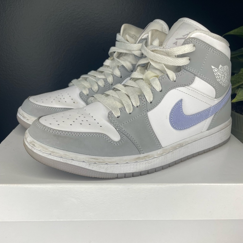Jordan Gray and White Sneakers with Iconic Silhouette